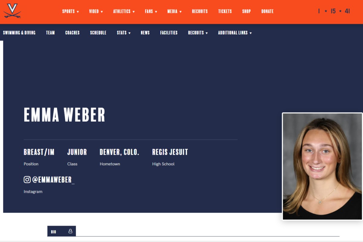 Emma Weber UVA Swimming bio