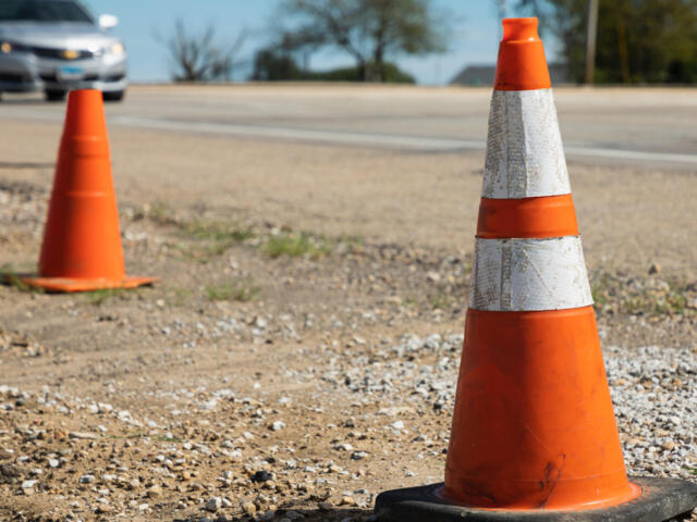orange road work cones