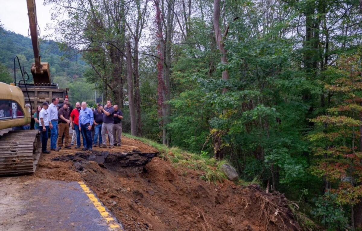 Gov Youngkin with Helene damage in Grayson County