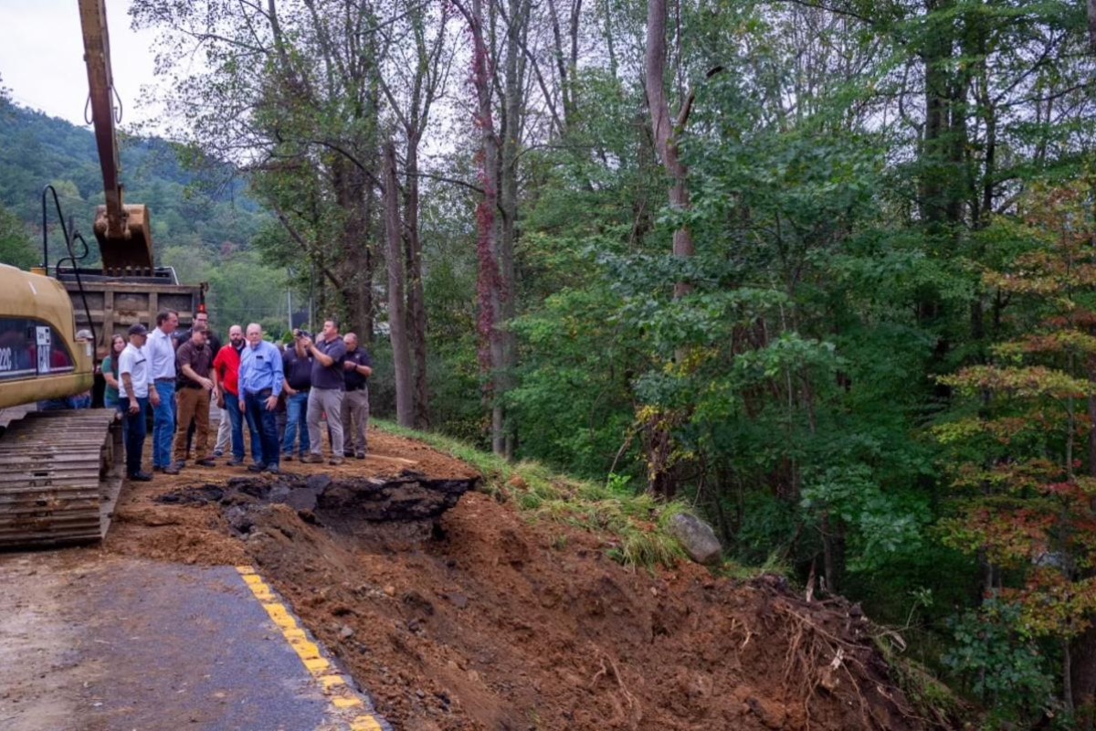 Gov Youngkin with Helene damage in Grayson County