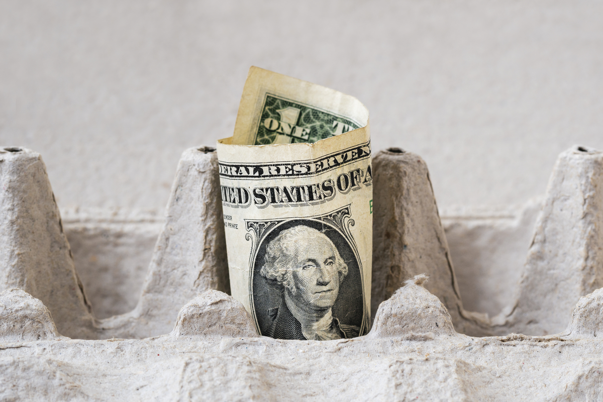 Dollar in egg carton