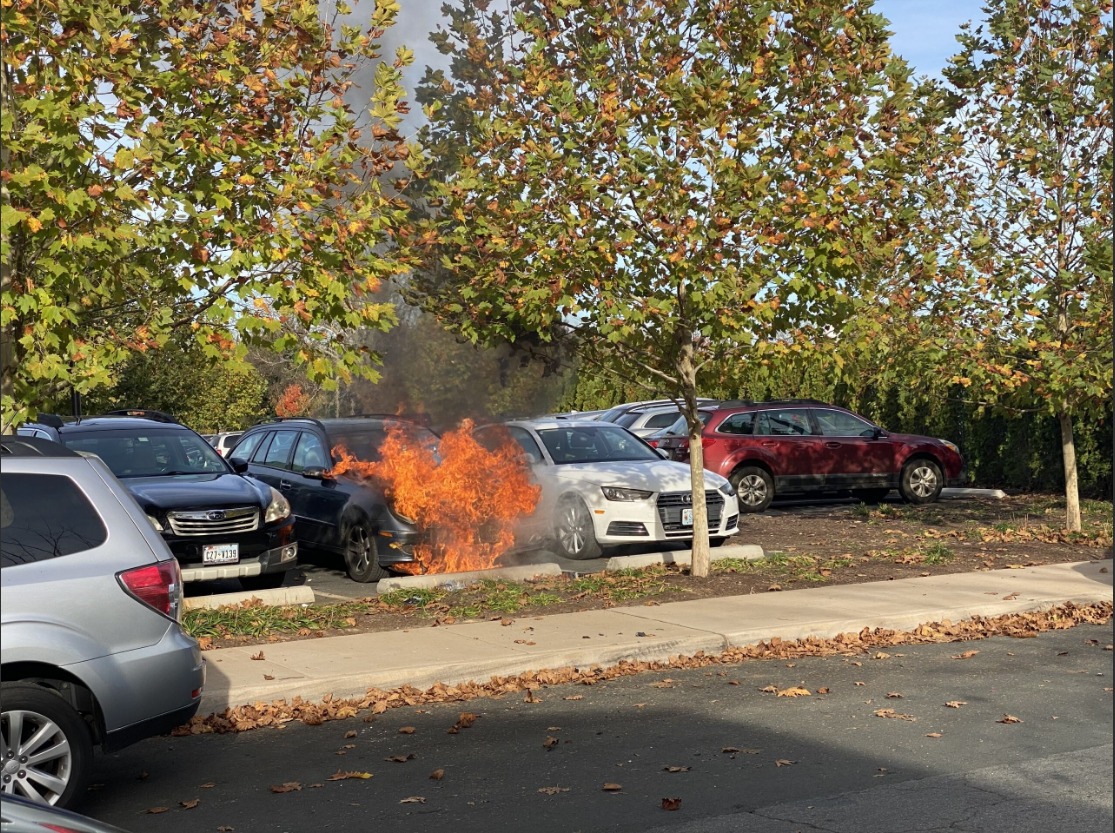 The Charlottesville Fire Department responds to a car fire at the Dairy Market The Charlottesville Fire Department responds to a car fire at the Dairy Market