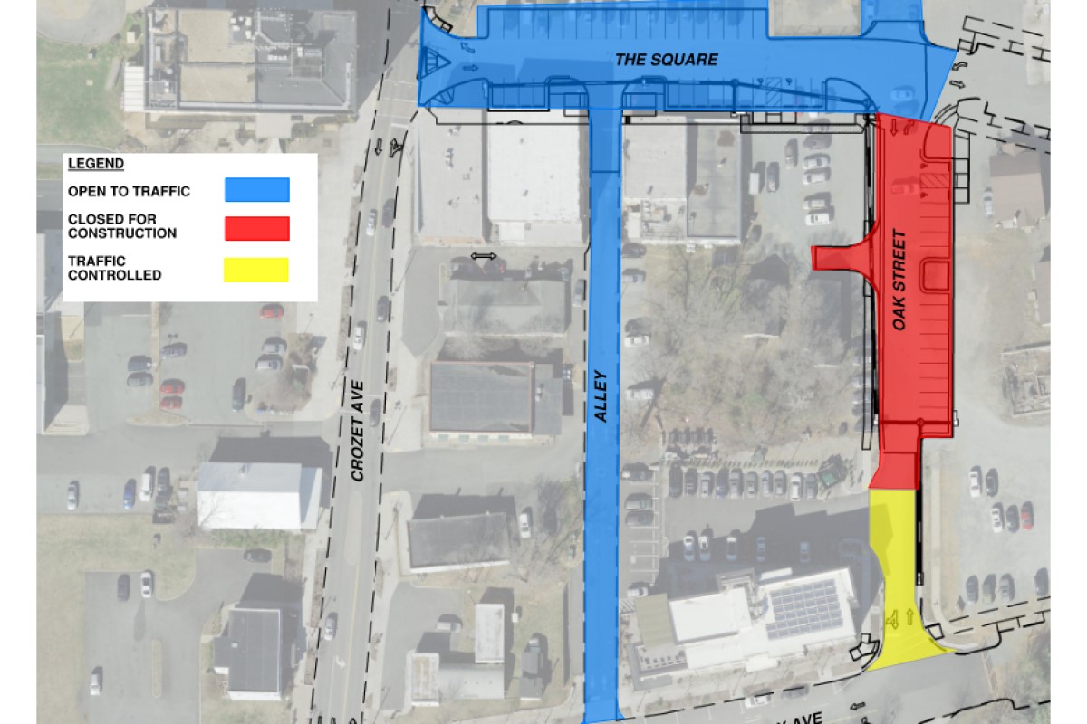 Crozet Square and Oak Street improvement map