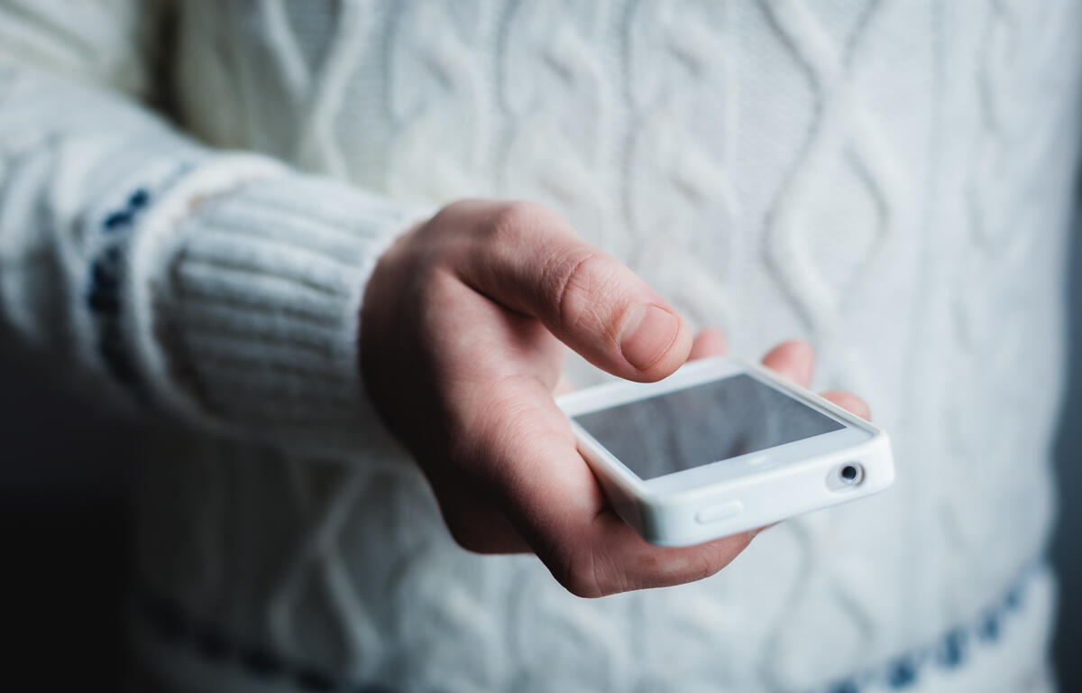 cellphone held in hand