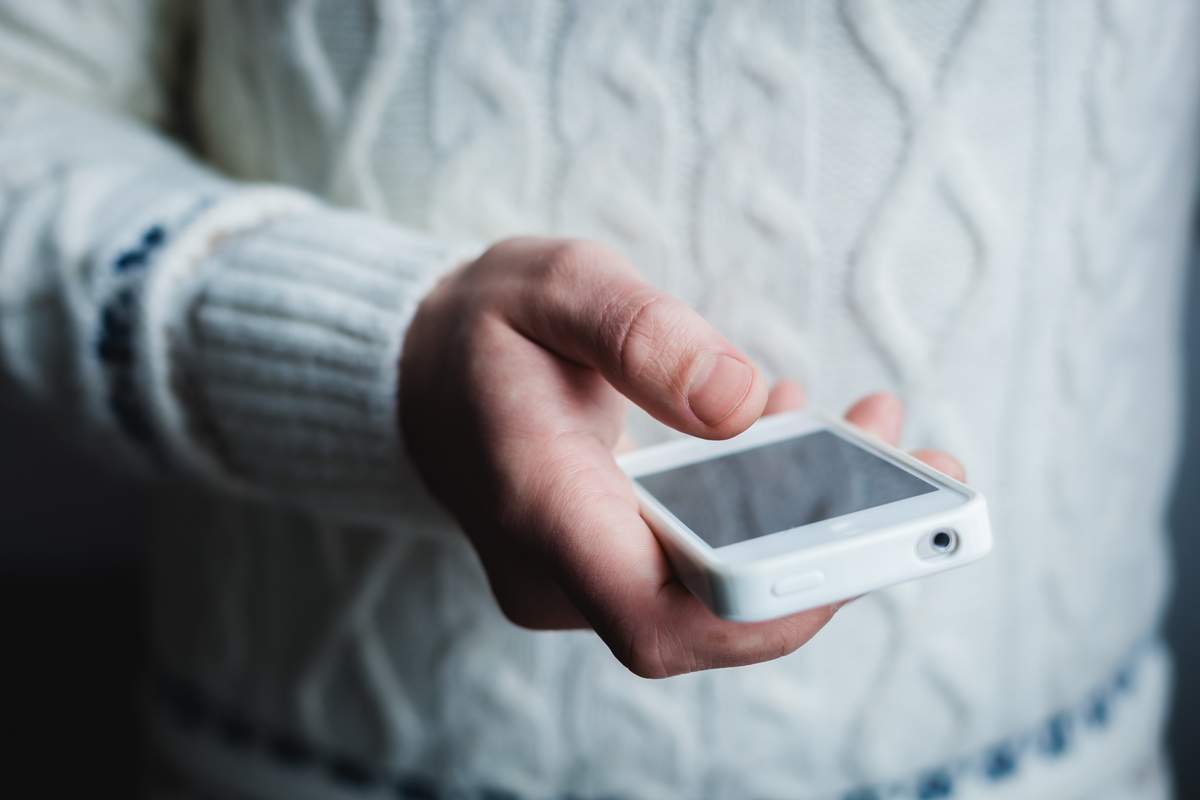 cellphone held in hand