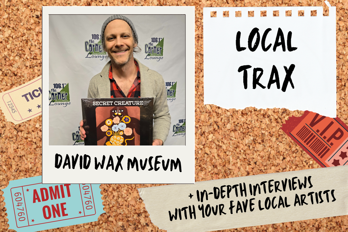 Corkboard background with snapshot of David Wax of David Wax Museum