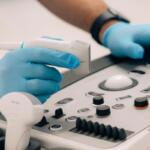 Person operating an ultrasound machine