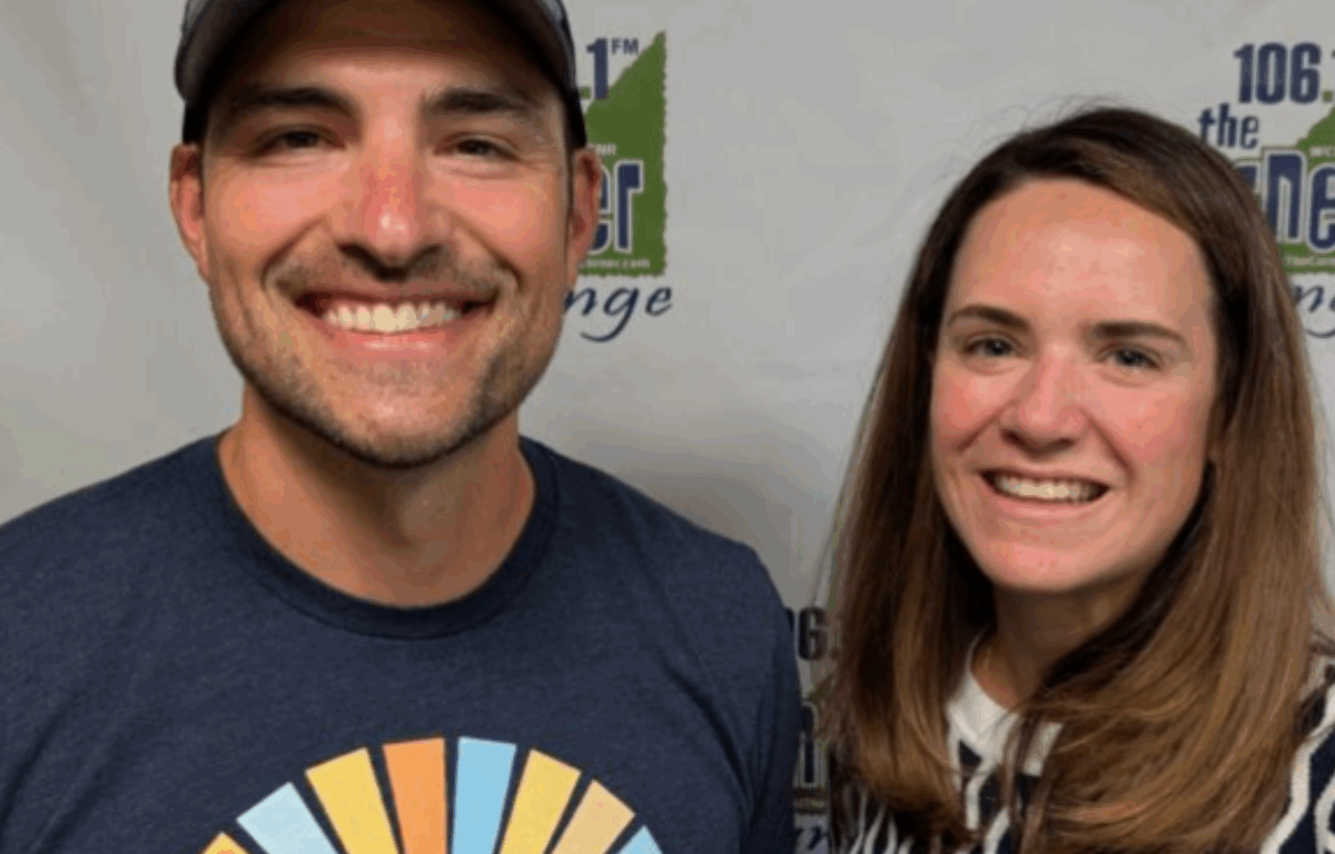 Jonathan Smith with Willa Barnhardt of the Free Clinic (106,1 The Corner)