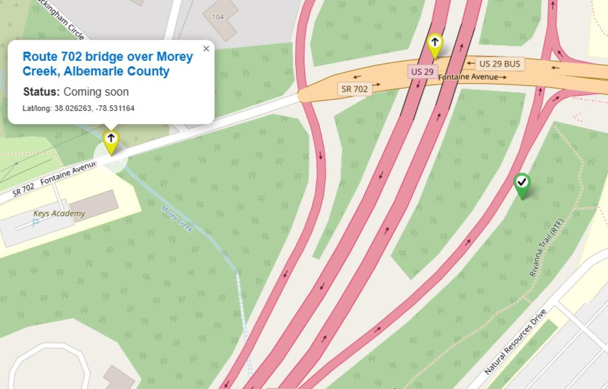 Map of Fontaine Ave bridge over Morey Creek