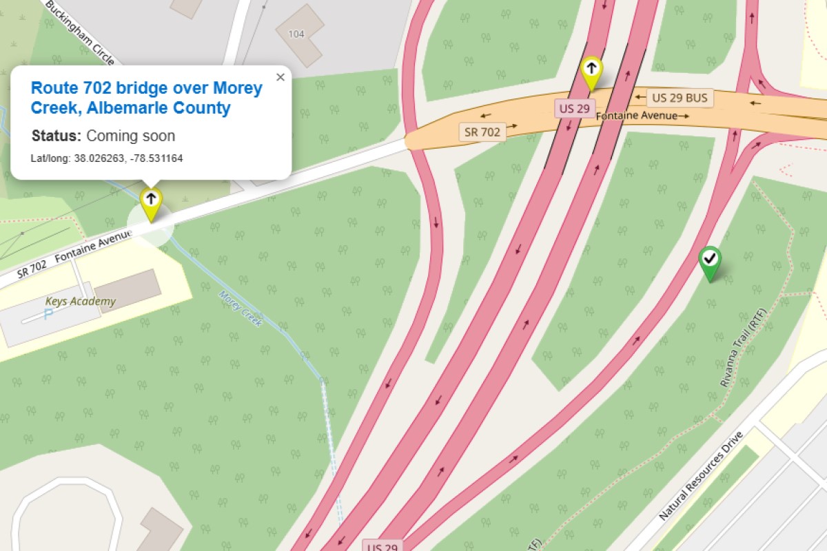 Map of Fontaine Ave bridge over Morey Creek