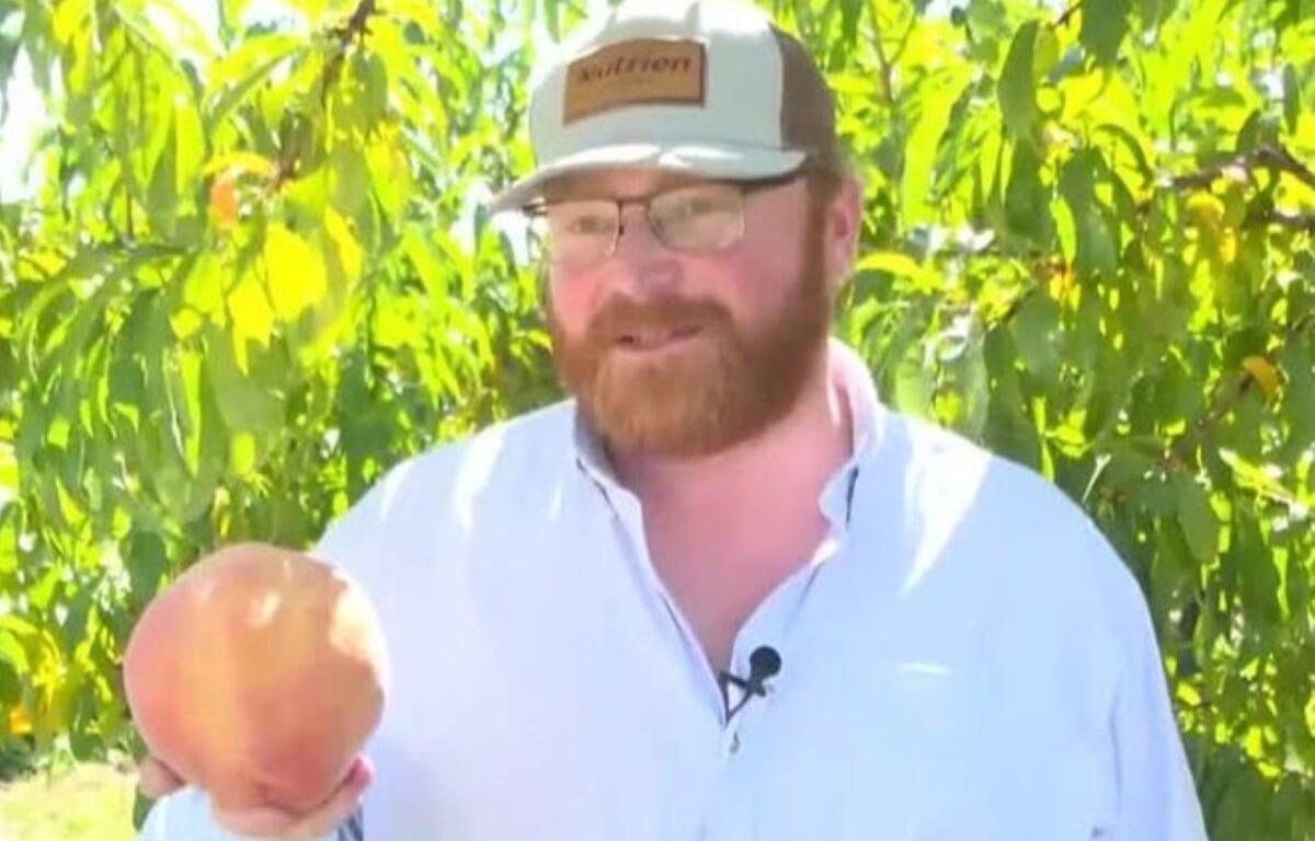 Henry Chiles holding his world record peach