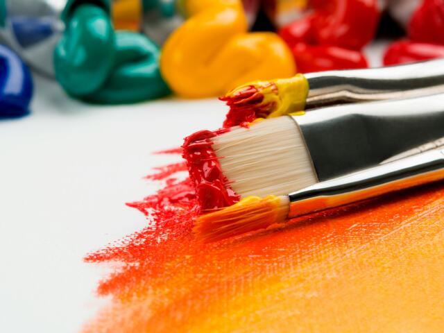 paintbrushes on canvas