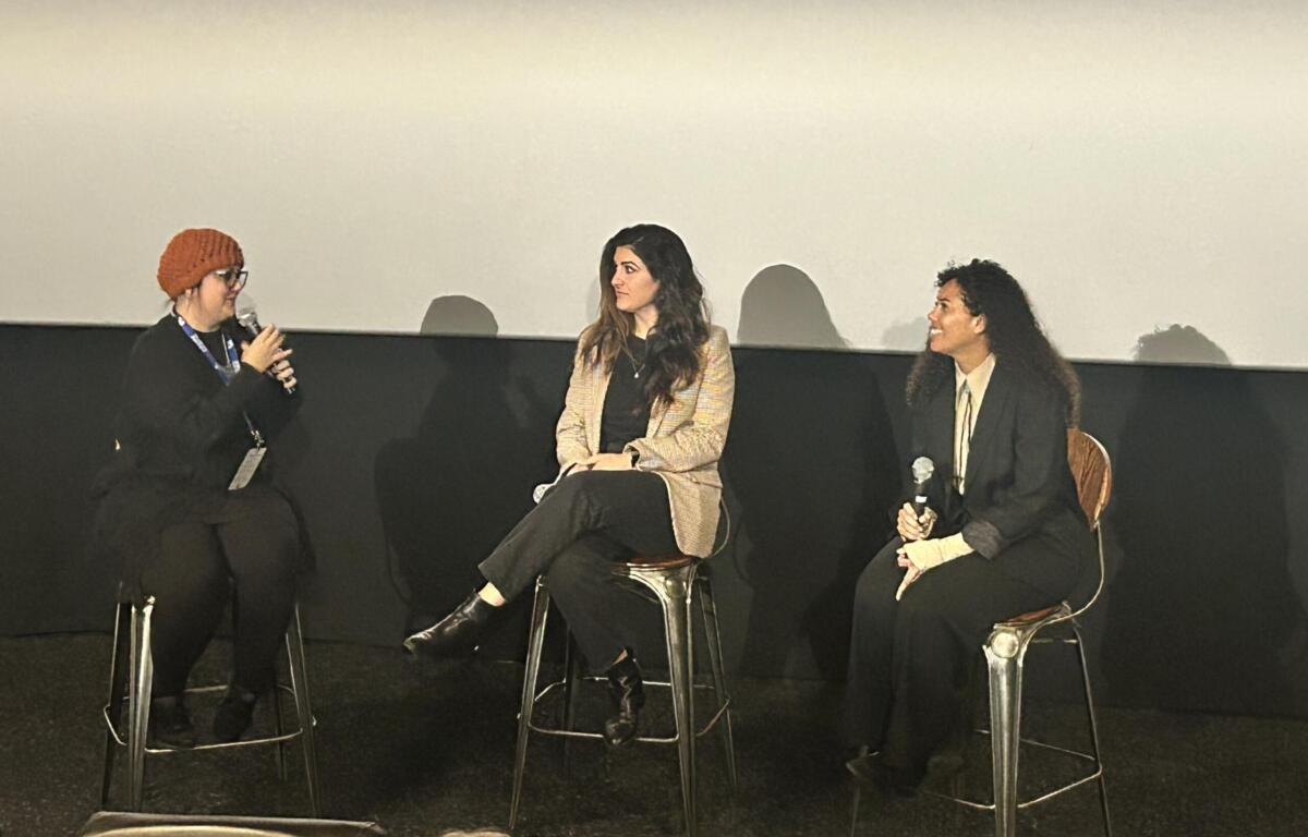 Melody Roscher and Saba Zerehi at Bird in Hand post-screening discussion.