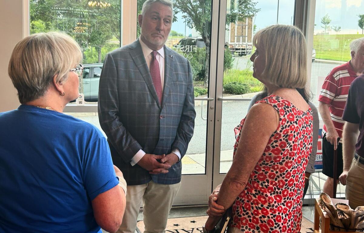 John Reid speaks to Albemarle voters
