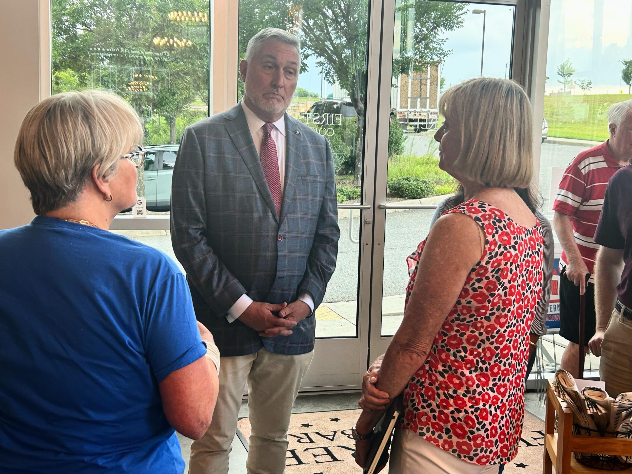 John Reid speaks to Albemarle voters