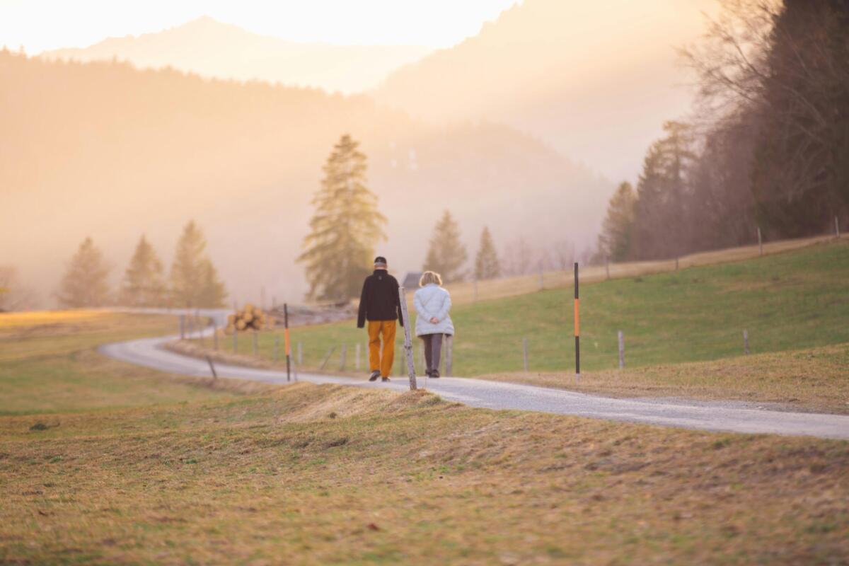 Senior couple walking outdoors