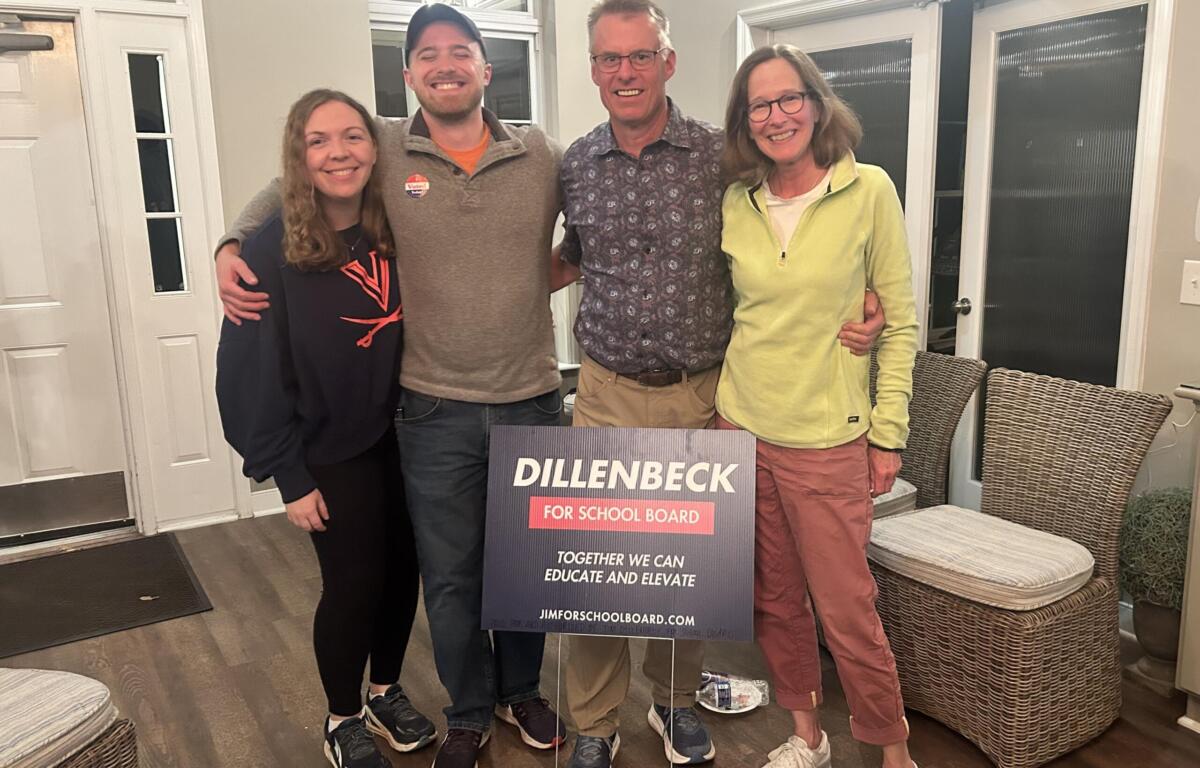 Jim Dillenbeck with his family on Election Night 2025