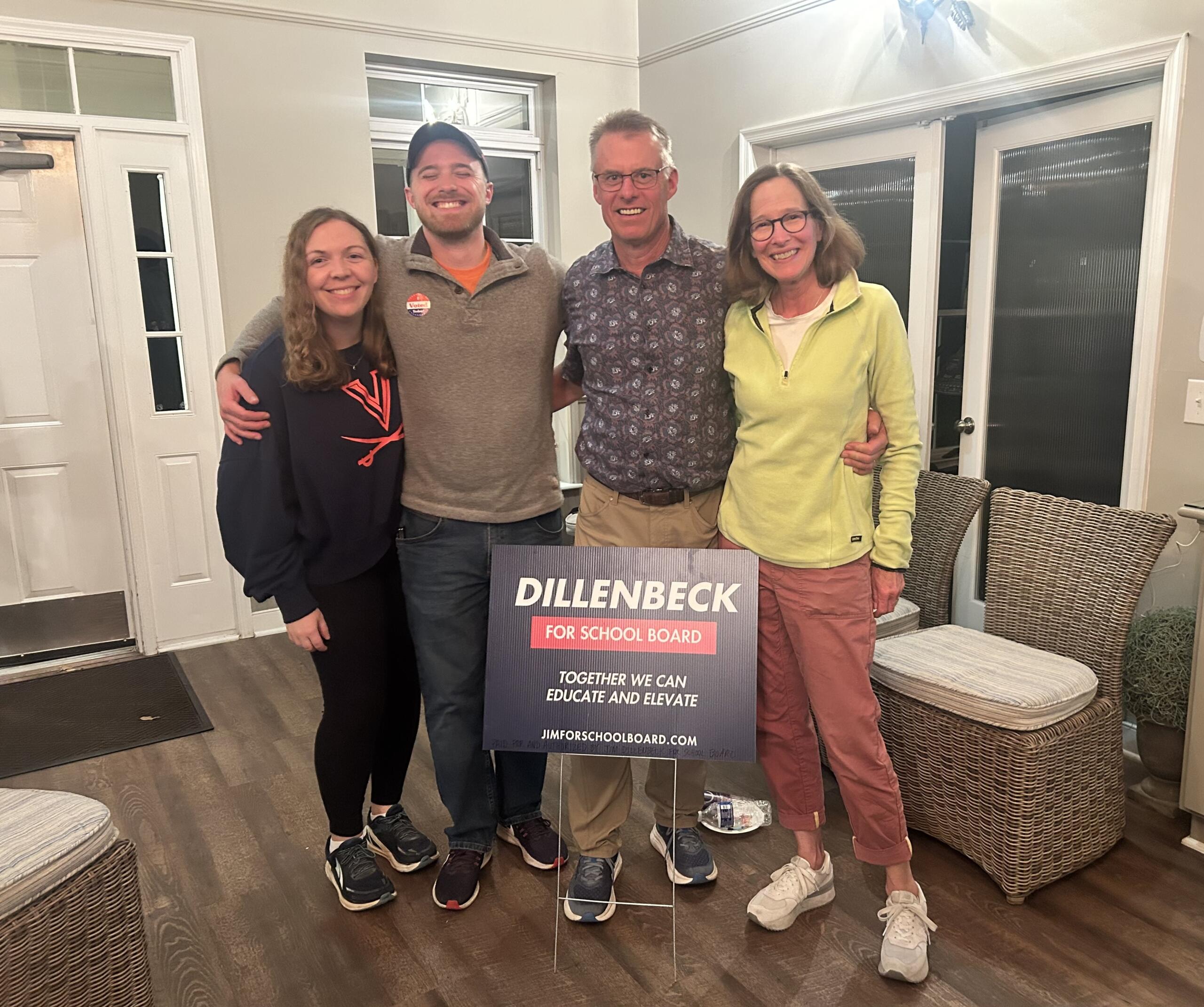 Jim Dillenbeck with his family on Election Night 2025