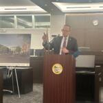 County executive Jeff Richardson speaks at the celebration of the Courthouse's completion.