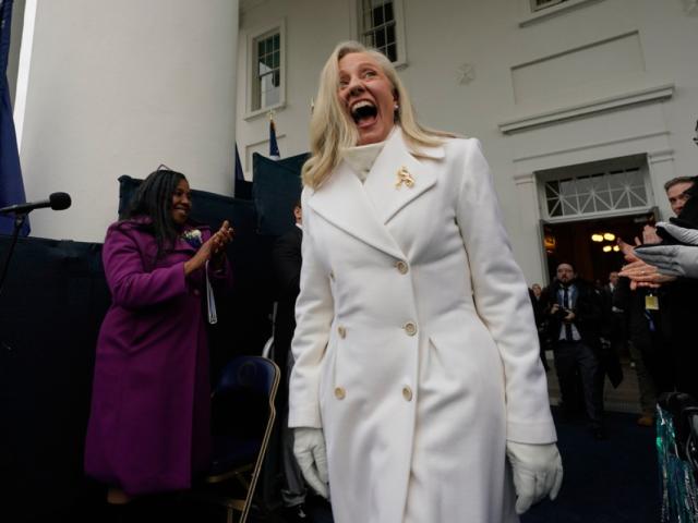 Gov Abigail Spanberger after introduction by House Leader Charniele Herring