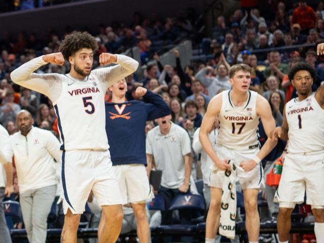 UVa-Syracuse Sam Lewis celebrating