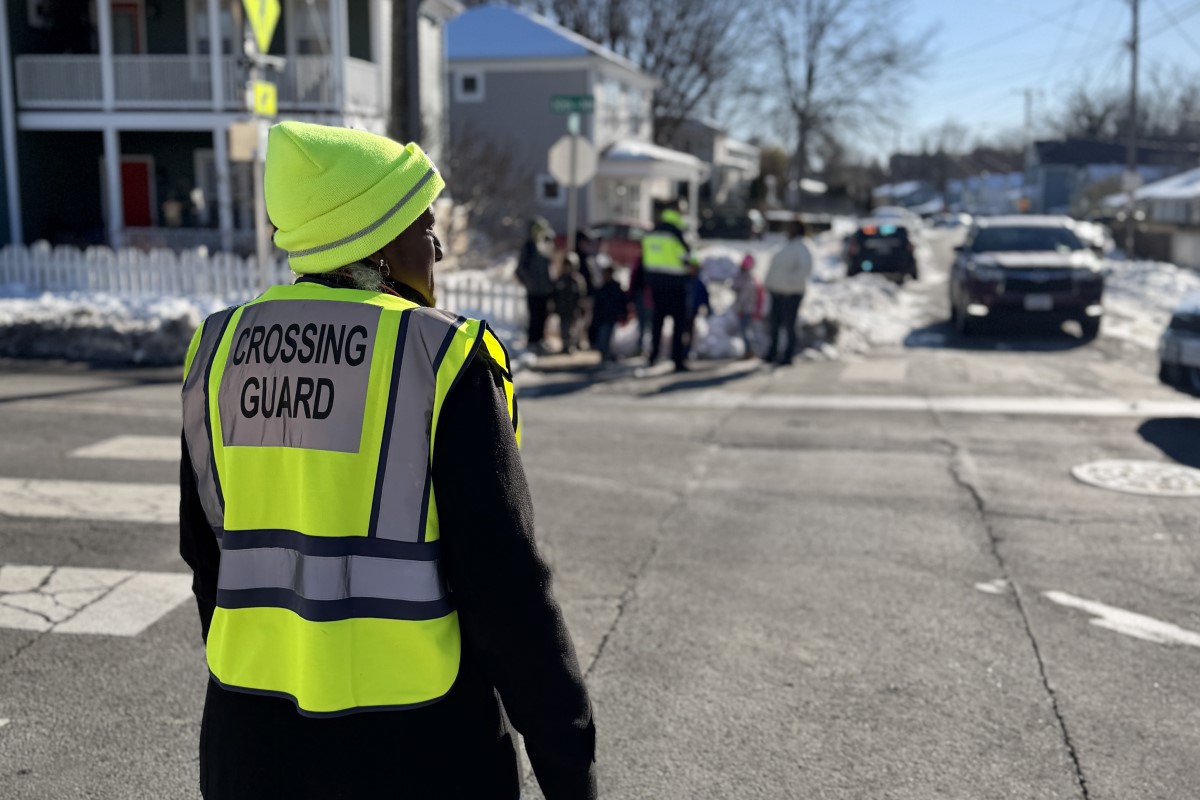 Crossing guard at Rose Hill and Westwood