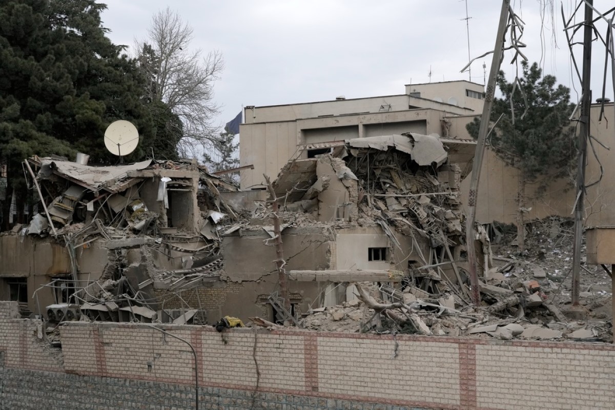 Destroyed Tehran radio tower