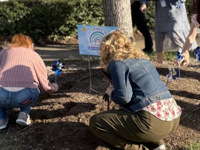 Albemarle Co employee pinwheel planting