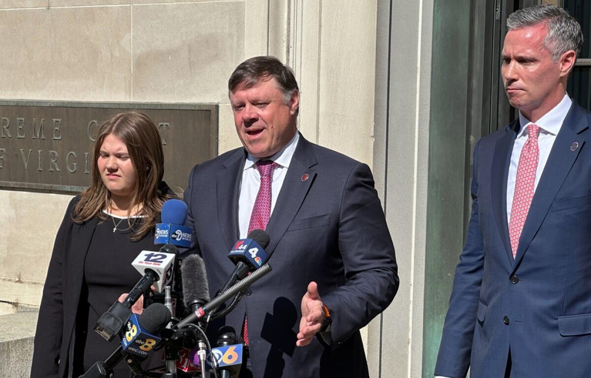 State Senator Ryan McDougle speaks with press after SCOVA hearing