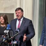 State Senator Ryan McDougle speaks with press after SCOVA hearing