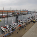 Mono hulls at the French harbour of Le Havre, western France, Saturday Oct. 29, 2011. ahead of the start of the 10th Transat Jacques Vabre a double-handed oceanic race across the Atlantic, from Le Havre, Normandy, heading towards Puerto Limon, Costa Rica.
