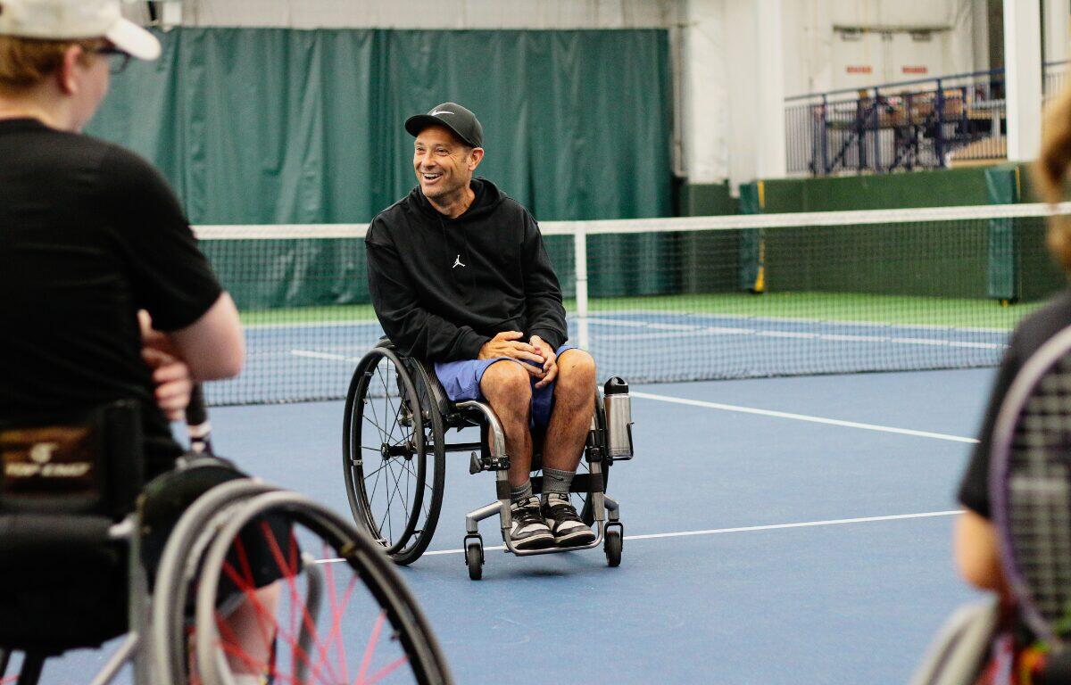 World No. 3 David Wagner coaches PATA's Wheelchair Tennis Camp at Boar's Head Resort.