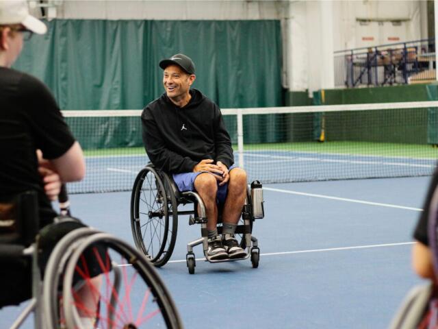 World No. 3 David Wagner coaches PATA's Wheelchair Tennis Camp at Boar's Head Resort.