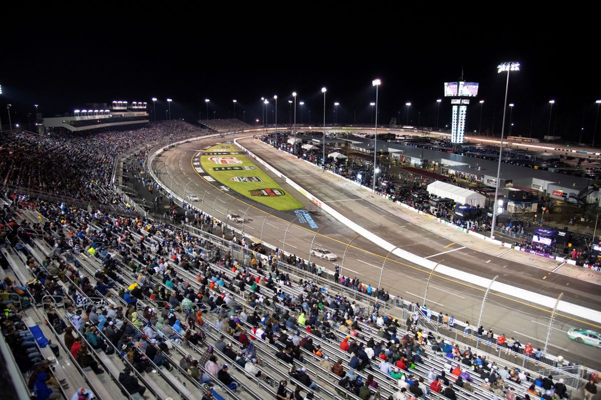 fans in stands overlooking Richmond Raceway