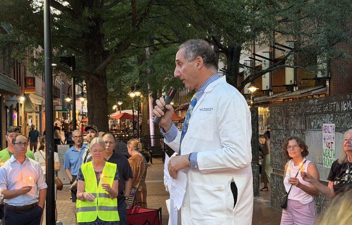 Mohan Nadkani at the Health Cuts Kill Protest, June 2026