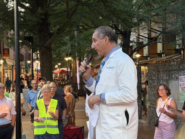 Mohan Nadkani at the Health Cuts Kill Protest, June 2026