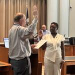 Dr. Chandra Hayes is sworn in as Acting Superintendent.