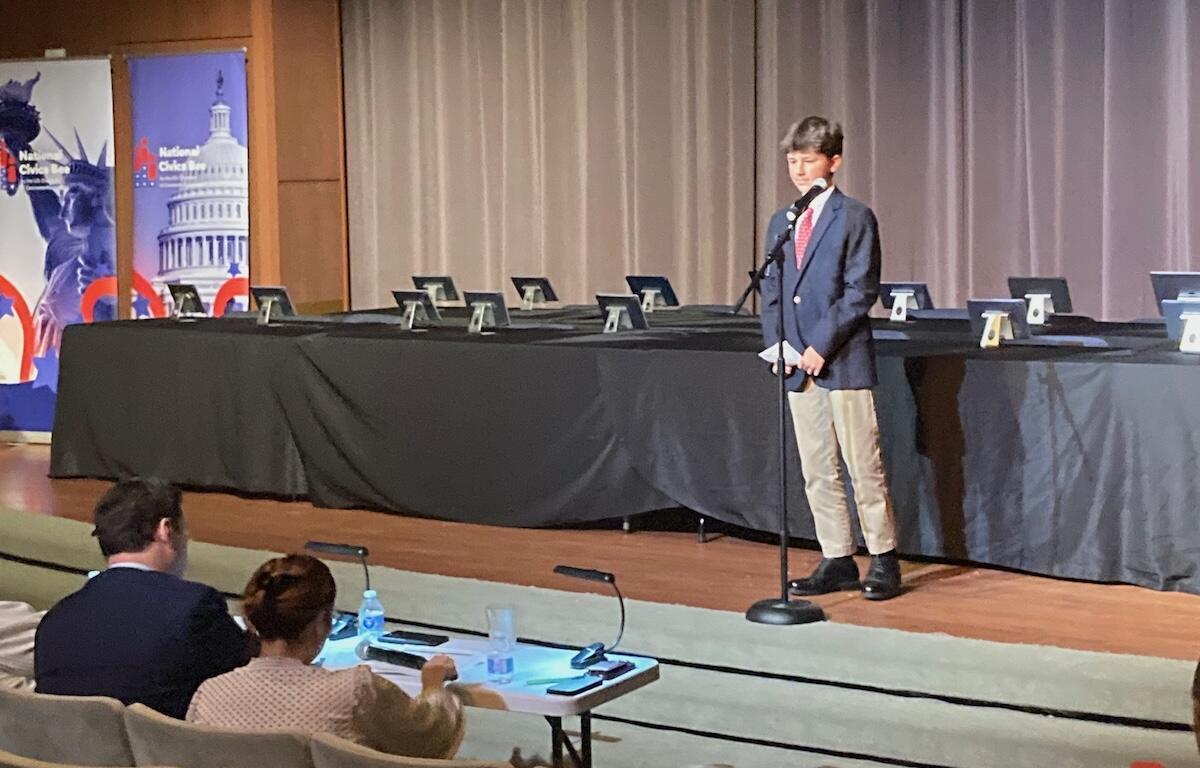Henley 8th Grader Tucker Richmond competes at the state Civics Bee