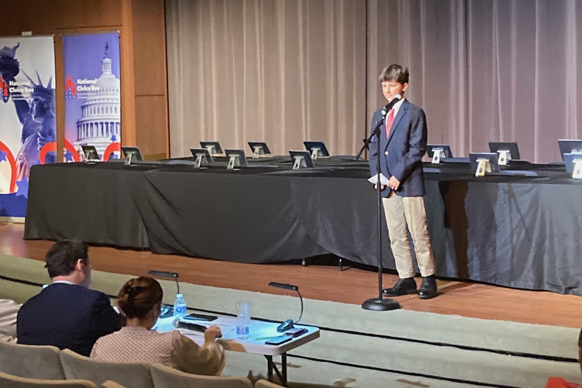 Henley 8th Grader Tucker Richmond competes at the state Civics Bee