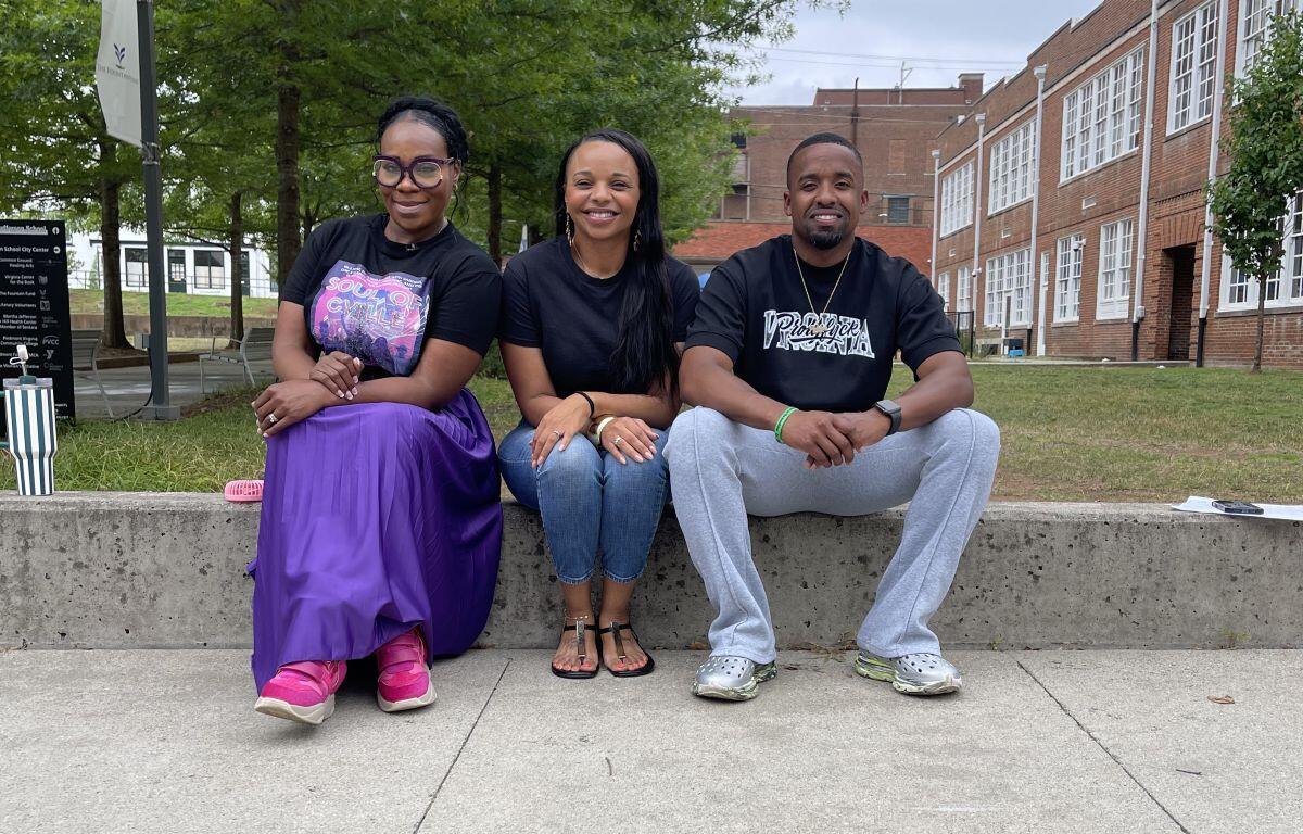 Khalilah Jones of Soul of Cville (left), Kimberly Sheffield of the Jefferson School (center) and James Dowell of Prolyfyck (right).