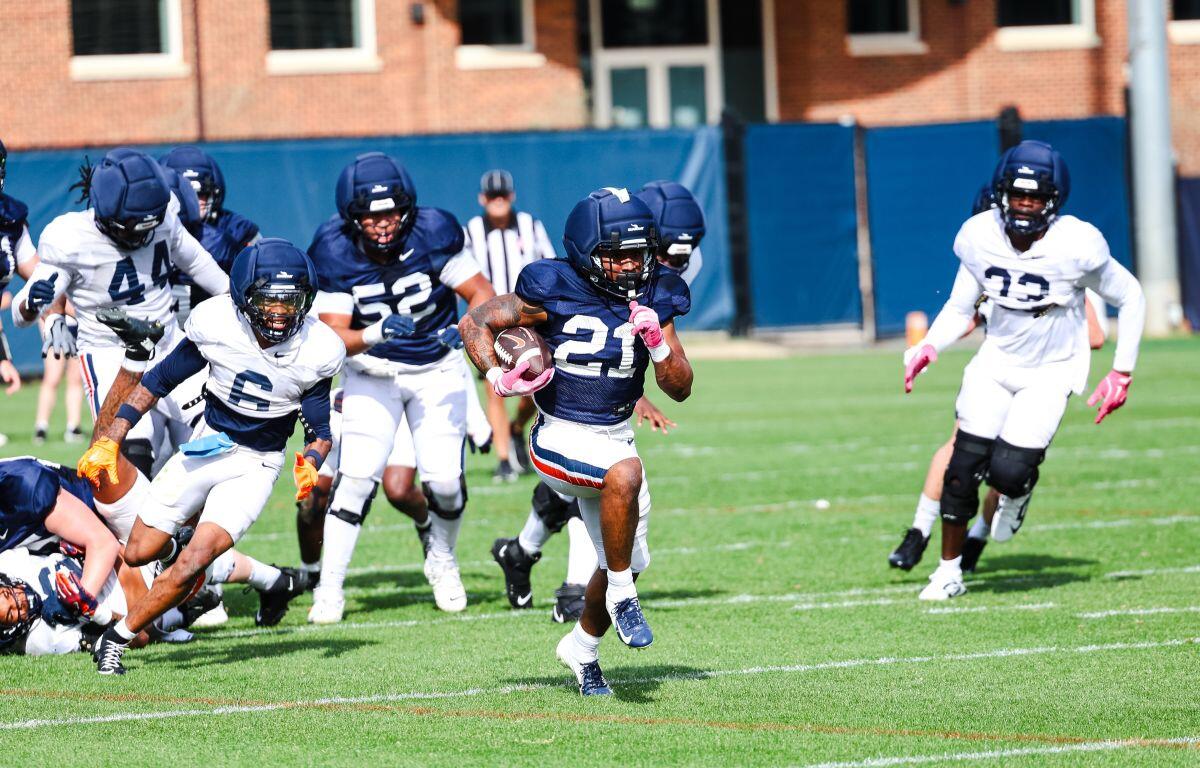 RB Jekail Middlebrook during UVA practice.