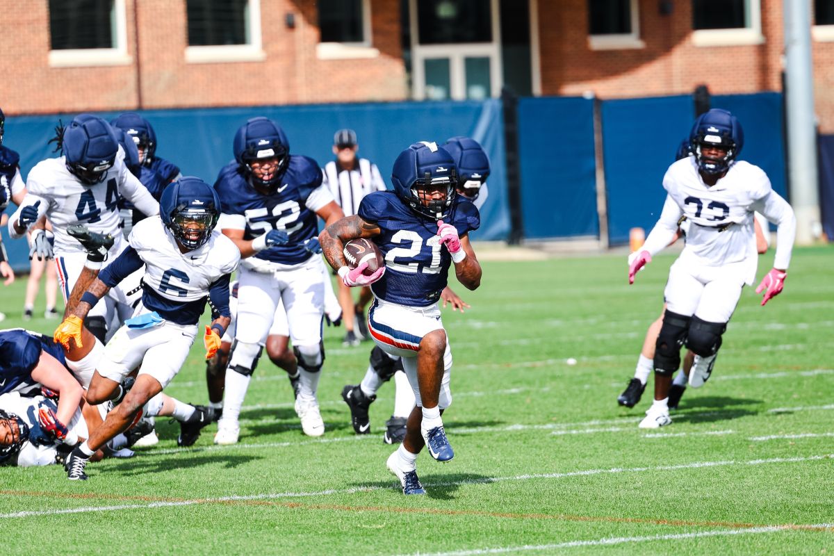 RB Jekail Middlebrook during UVA practice.