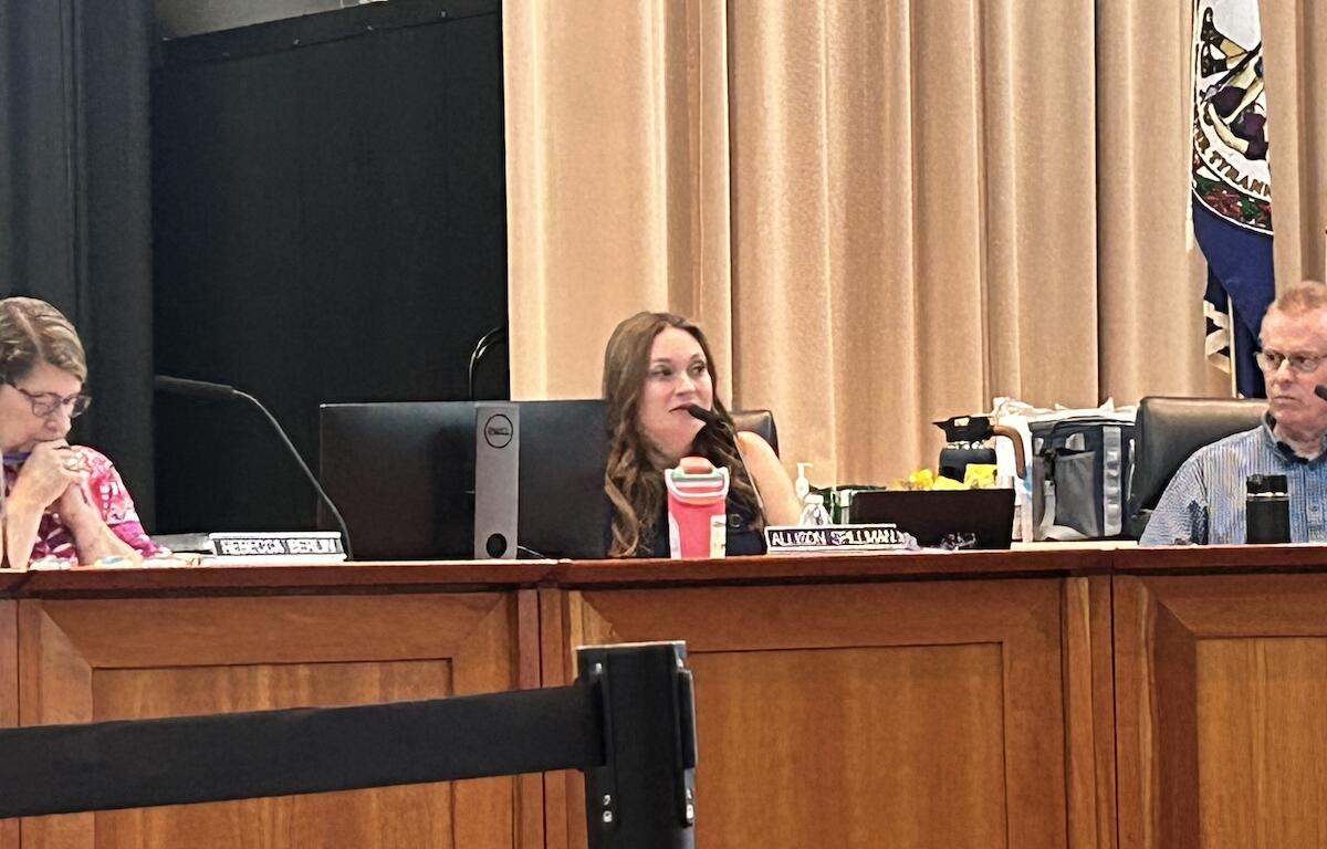 Allison Spillman during her final school board meeting.