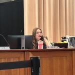 Allison Spillman during her final school board meeting.