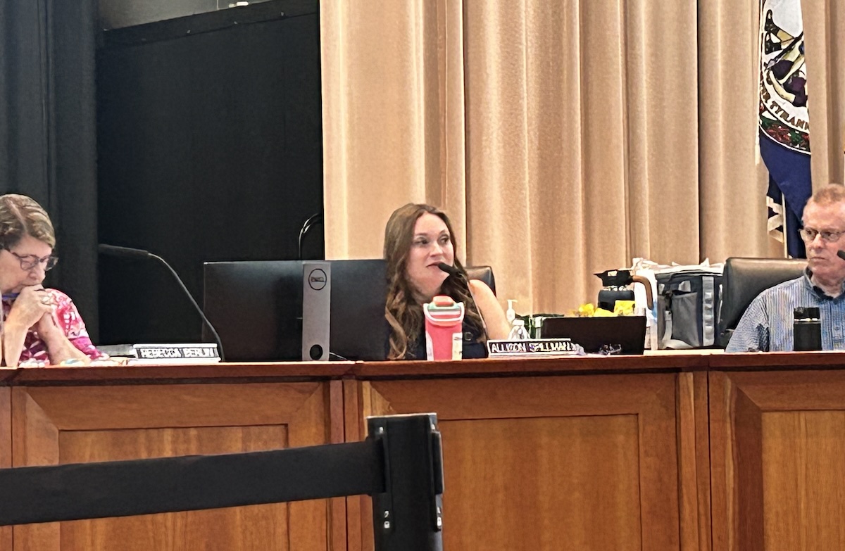 Allison Spillman during her final school board meeting.