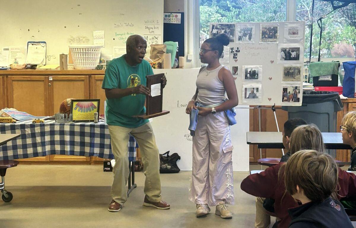 Charles Alexander visits Sunrise Elementary on Charlottesville 12 Day.