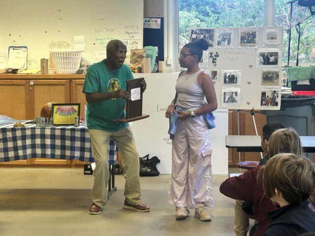 Charles Alexander visits Sunrise Elementary on Charlottesville 12 Day.