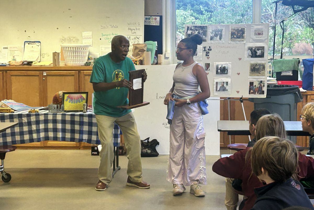 Charles Alexander visits Sunrise Elementary on Charlottesville 12 Day.