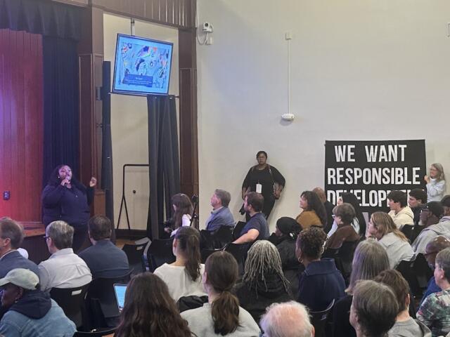 Zyahna Bryant (left) addresses those in attendance at Wednesday's meeting.