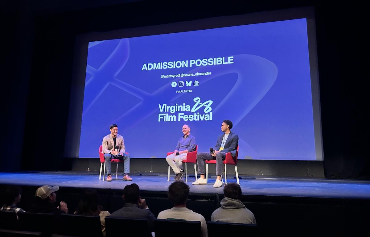 Kamani Confident (right) and Bill short (center) partciapte in a discussion with John Rojas (left) after the VFF screening of "Admission Possible."